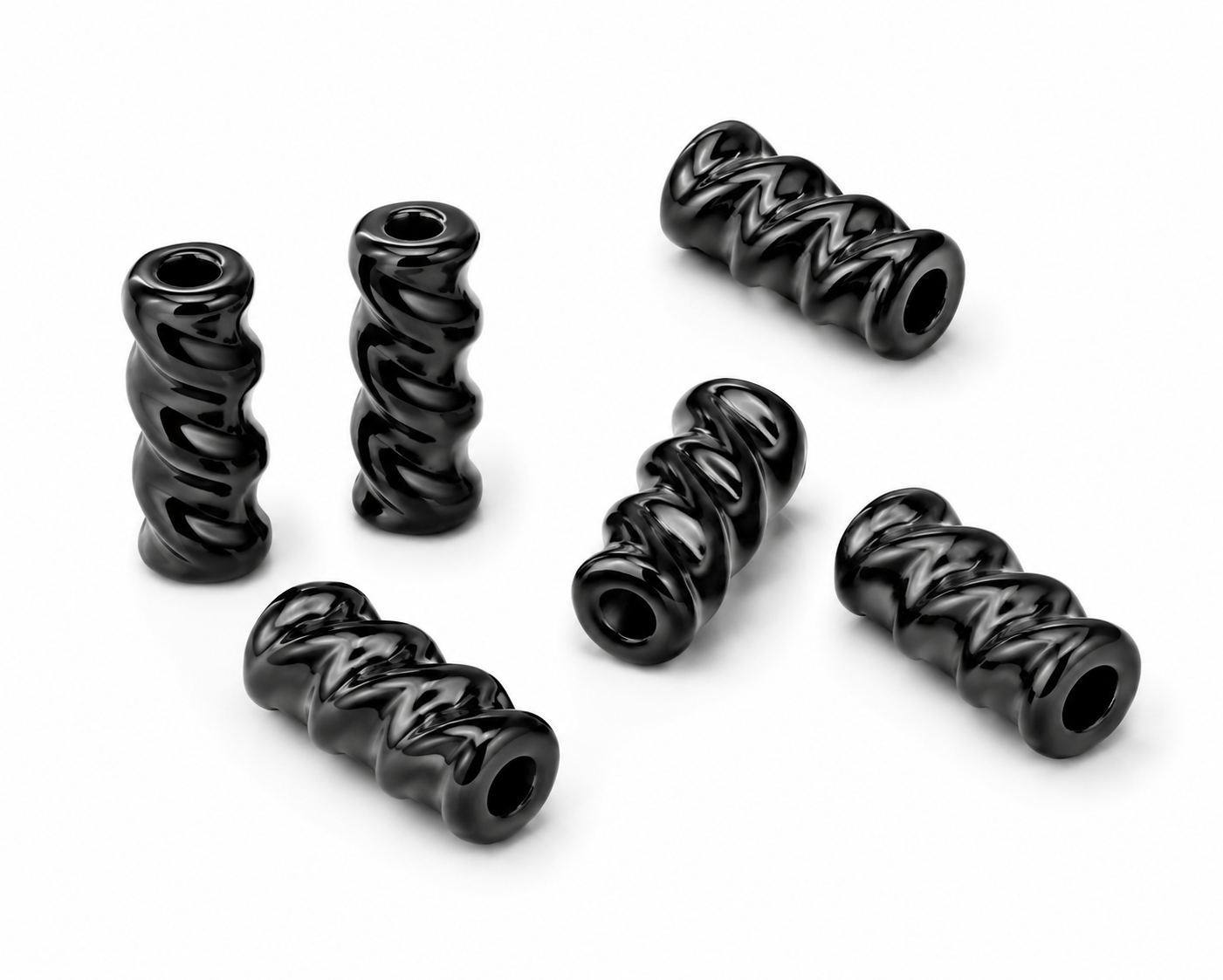 Conta Espiral Preta para Guias e Pulseiras – Componente para Bijuteria e Artesanato